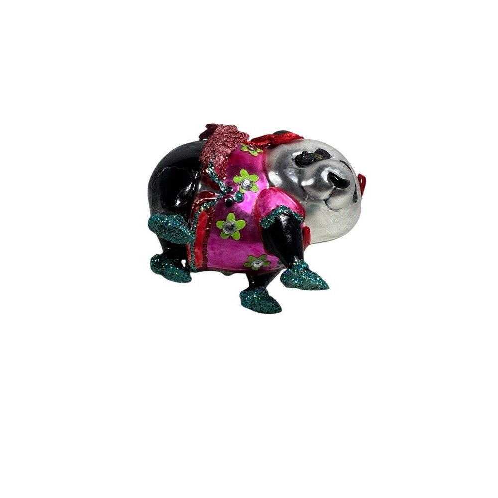 Festive Panda Hand Blown Glass Christmas Ornament - BestPysanky - EUC - Picture 7 of 8